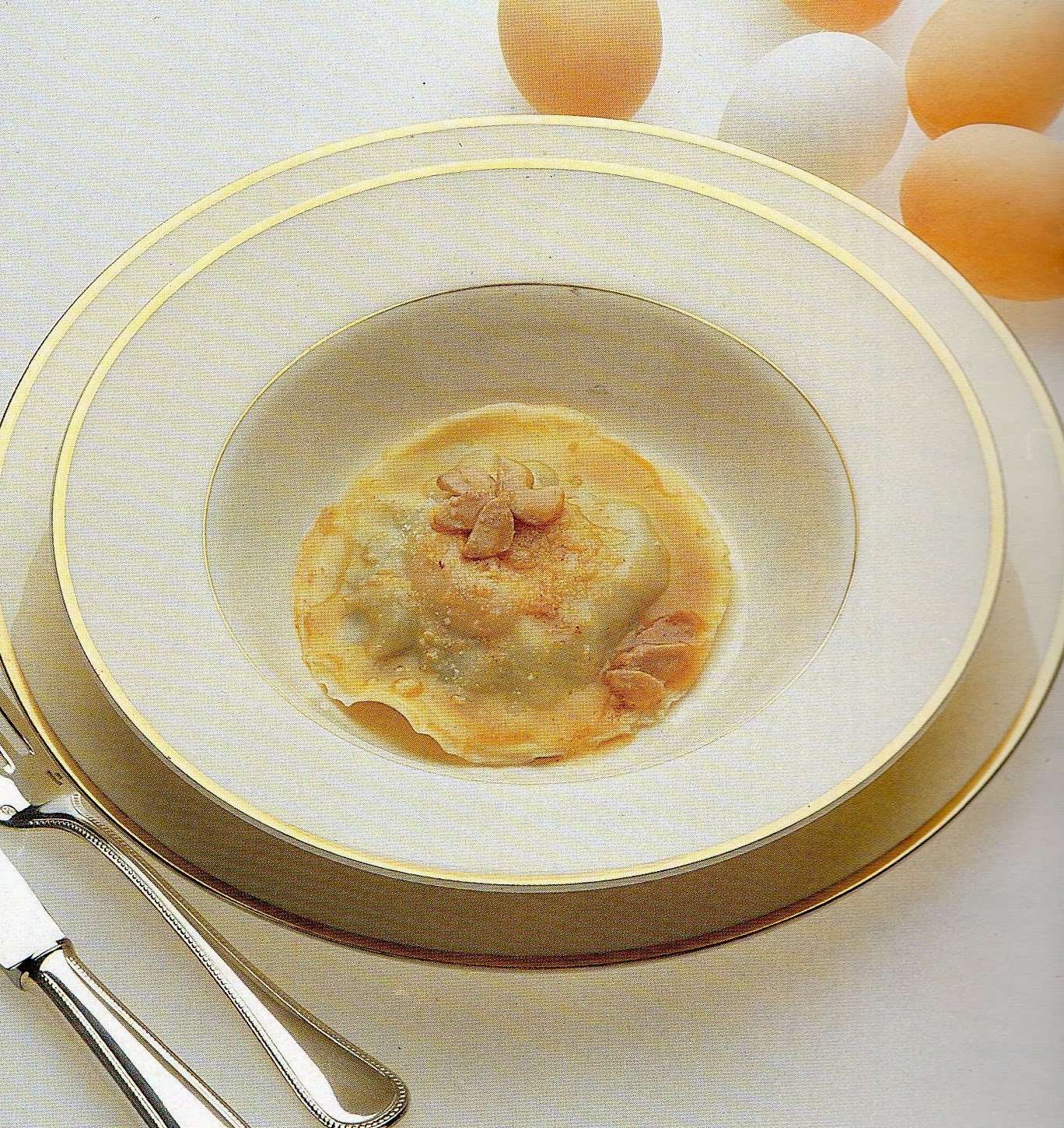 The Supreme Ravioli with ricotta and spinach glazed with white truffle