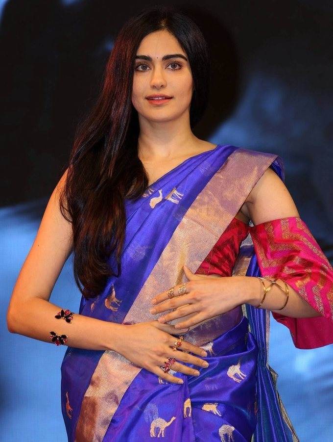Adah Sharma In Blue Saree At Woven 2017 Fashion Show