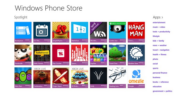 Ya esta disponible Windows Phone Store para acceder a las app desde dispositivos Windows 8/RT