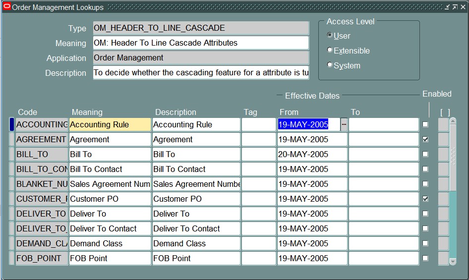 Oracle Technofunc 101 Cascading Attribute Sales Order Header to Line