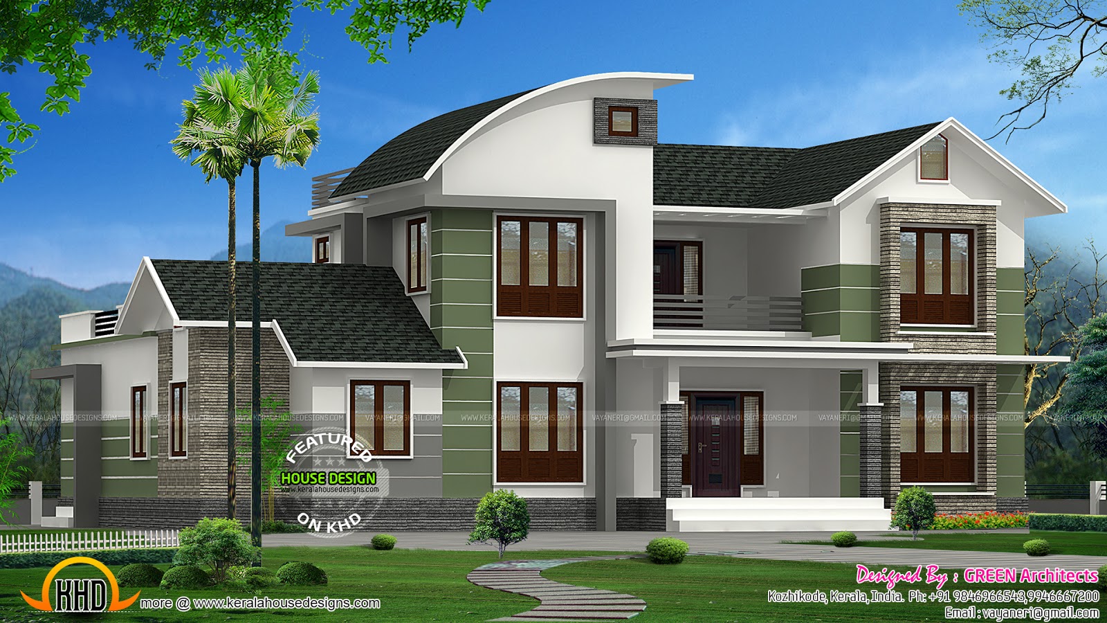 Modern mix 2200 sq-ft home - Kerala home design and floor plans - 8000