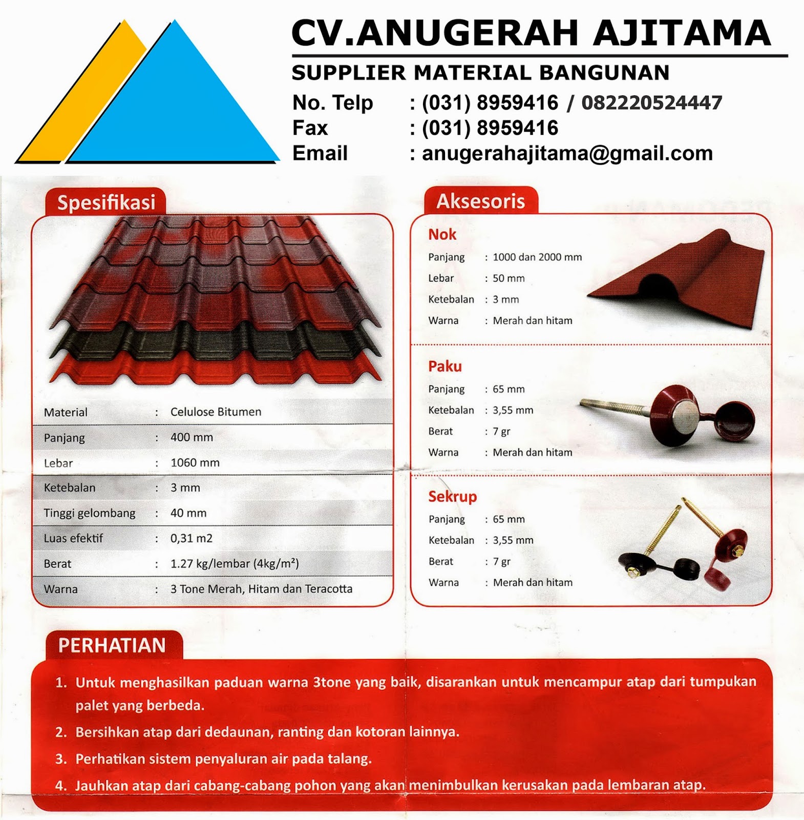 Supplier Bahan Bangunan Jual Bahan Bangunan Jual Atap Bitumen
