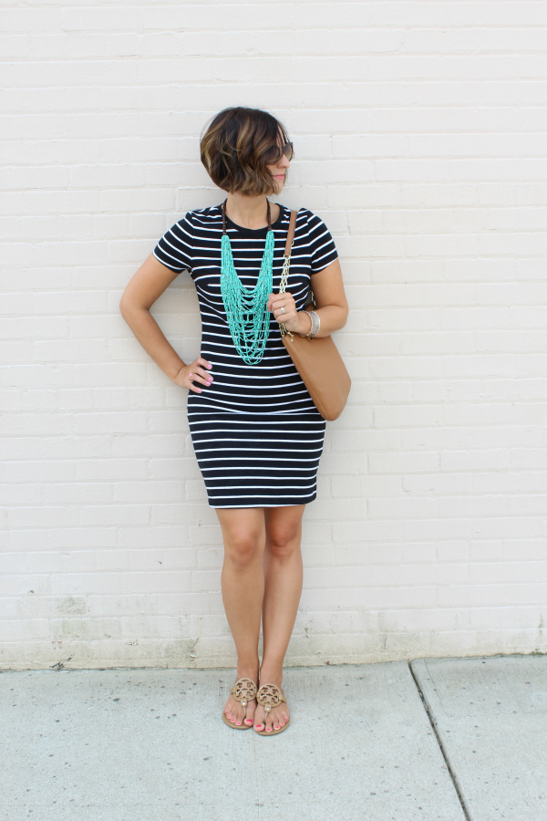 striped dress, mom style, 