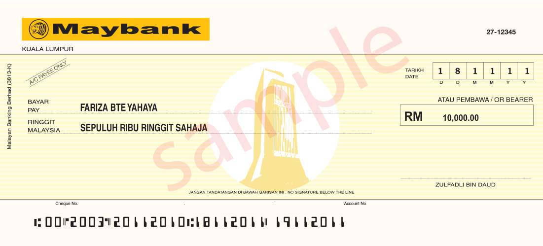 Contoh Cek Kosong Maybank - Clone 408