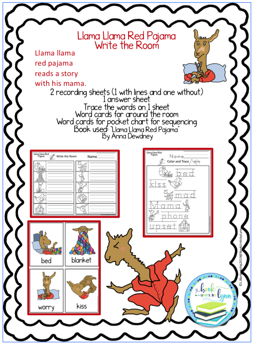 LLAMA LLAMA RED PAJAMA WRITE THE ROOM Book Units by Lynn