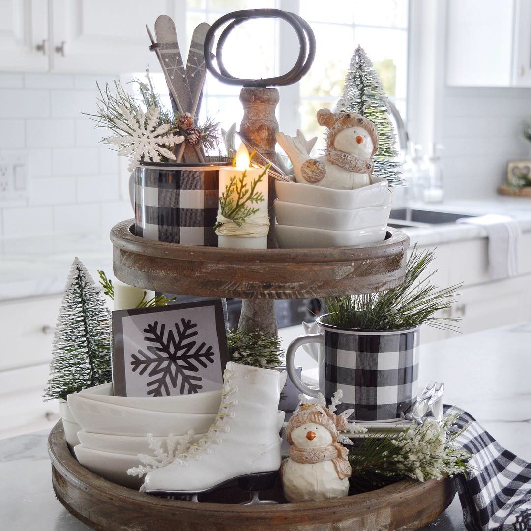 Dining Delight Winter Tiered Tray Decor
