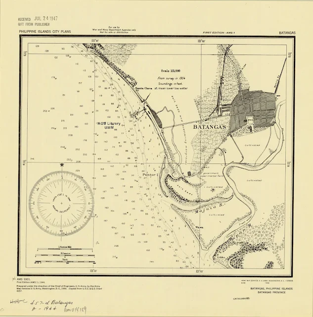 Map of Batangas town in 1944, generated by the US Army Map Service. Map of Batangas town in 1944, generated by the US Army Map Service.