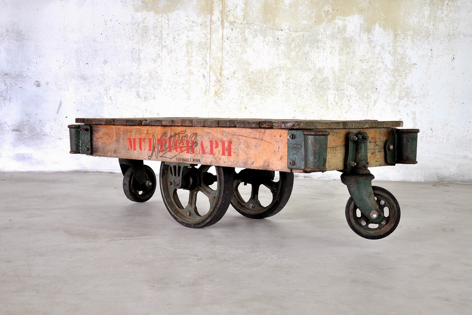 SELECT MODERN Industrial Chic Reclaimed Wood Railroad Cart Coffee or