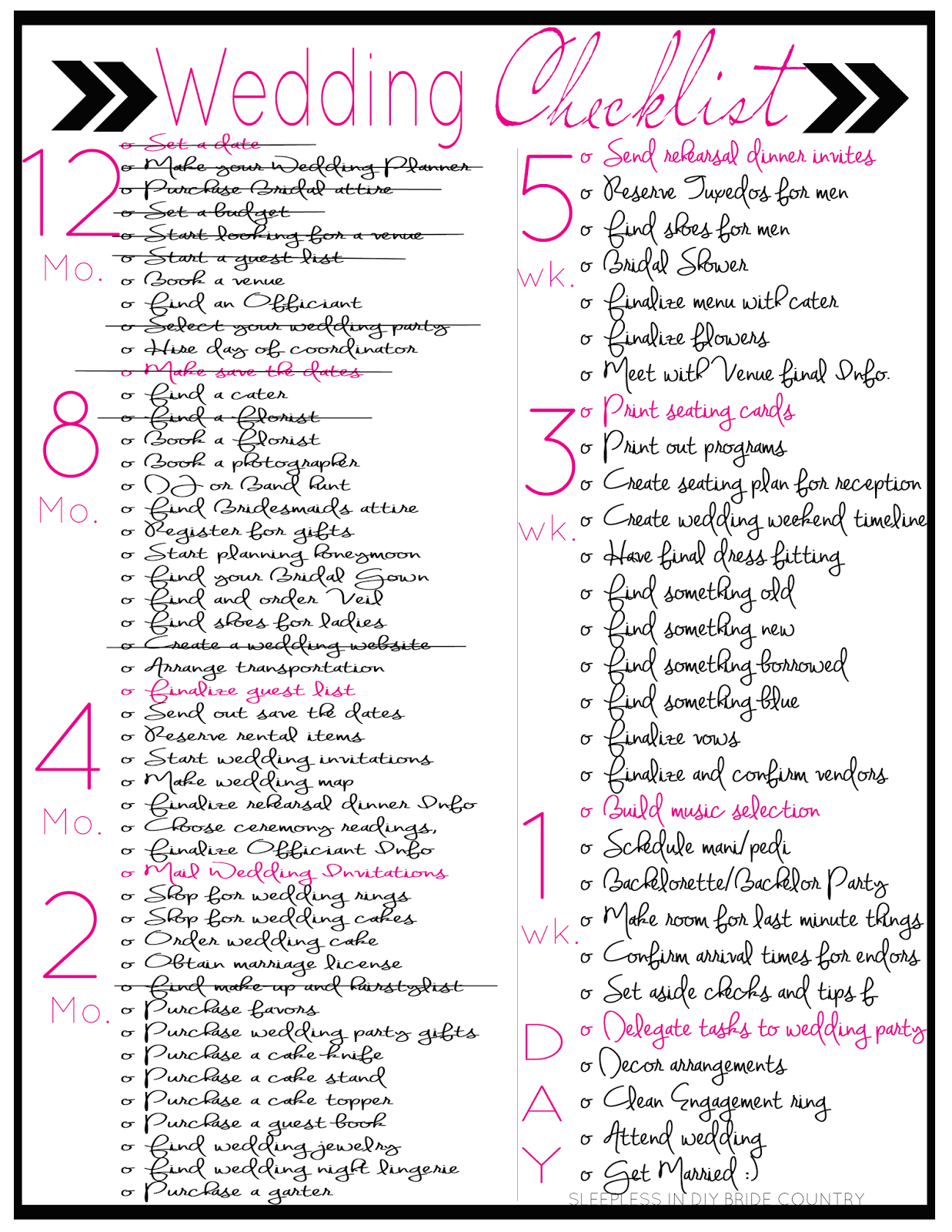 Sleepless In DIY Bride Country Budget Bride Wedding Checklist And Sleepless In DIY Bride Country Budget Bride Wedding Checklist And