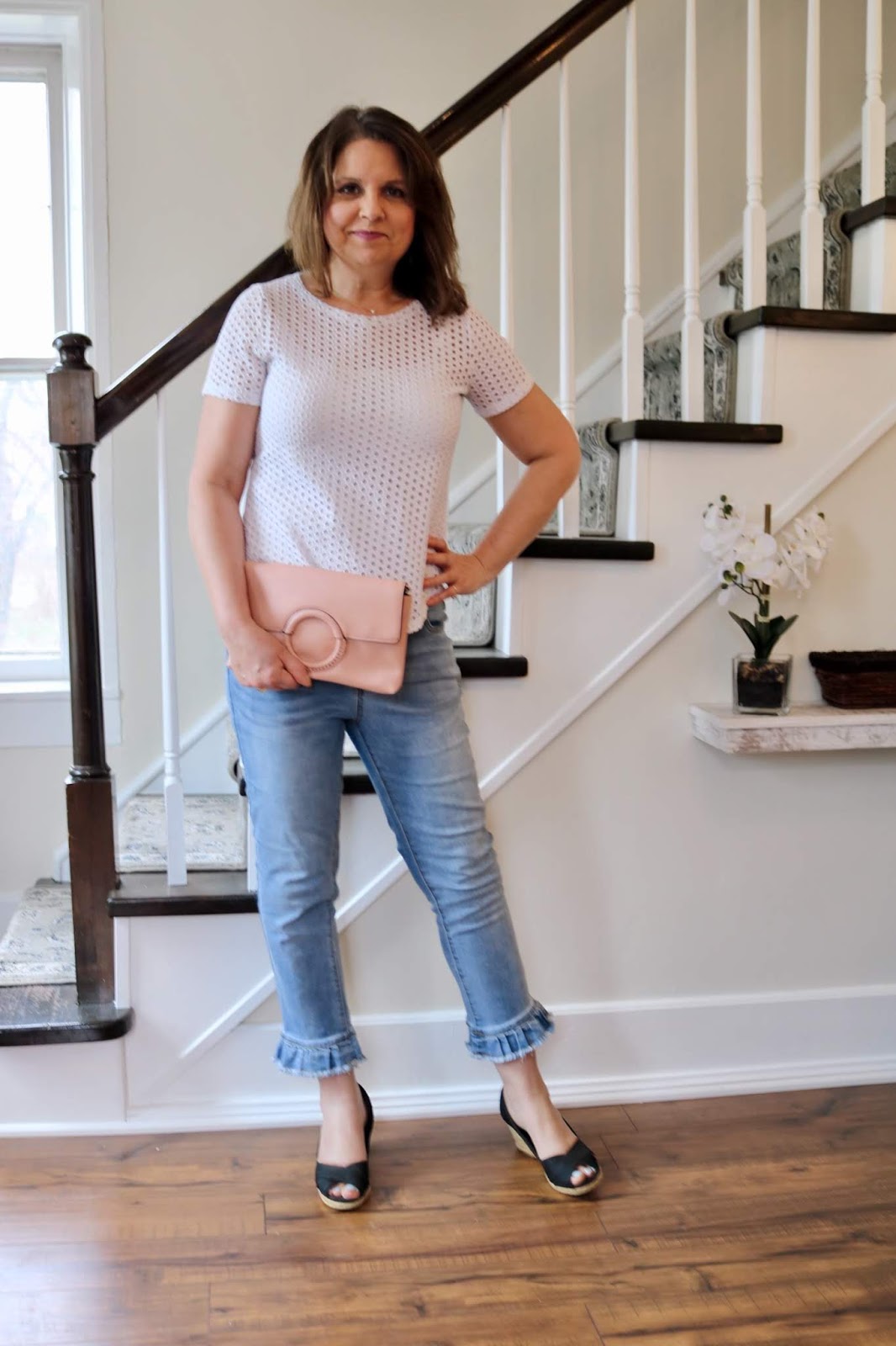 ruffle hem jeans black