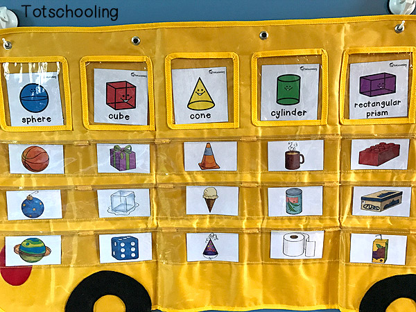 This contains an image of: 2D & 3D Shapes Sorting Cards + Apple to Zebra Pocket Chart