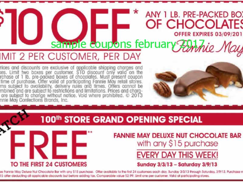 Printable Coupons 2018 Fannie May Coupons Printable Coupons 2018 Fannie May Coupons