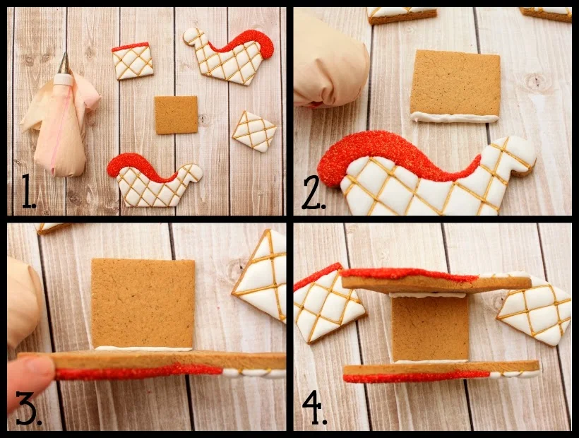 3D gingerbread sleigh cookie decorating tutorial