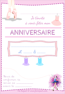 La Fee Repart Carte D Invitation Anniversaire Ballerine A Telecharger