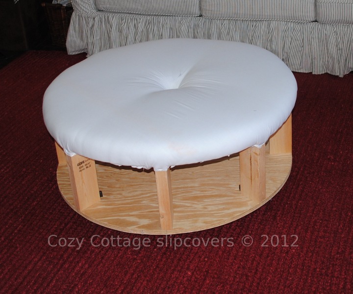 Cozy Cottage Slipcovers old Blog Round Ottoman Slipcover