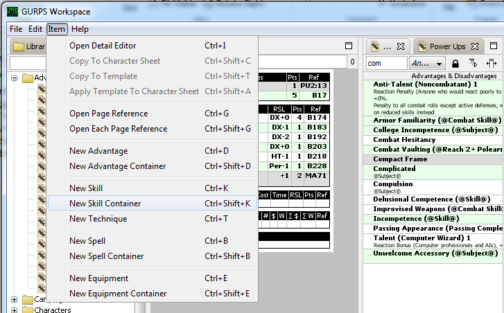 Insidious GURPS Planning: GCS Tips: Making Templates