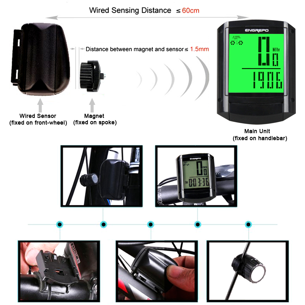 ENGREPO SPORTS ENGREPO Bike Computer, Wireless Bicycle Speedometer