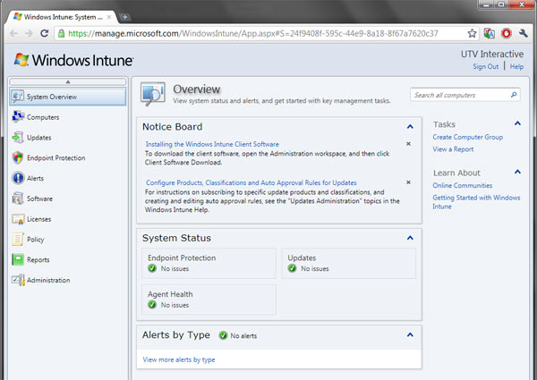 Cloud Computing on Windows Intune