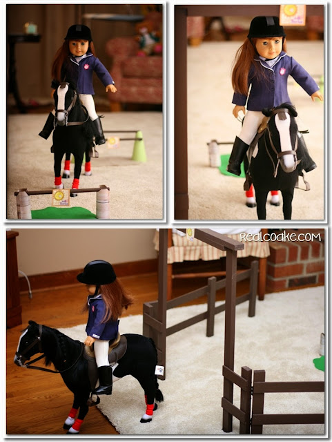 American Girl Doll Horse Show with American Girl crafts to make show jumping jumps for the doll's horses. #AGDoll #AmericanGirlDoll #Crafts #Horses #RealCoake