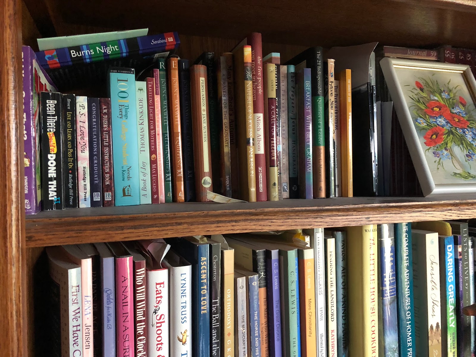 English Poiema Gift Books on the Top Middle Shelf in the Blue Room (and The World According to