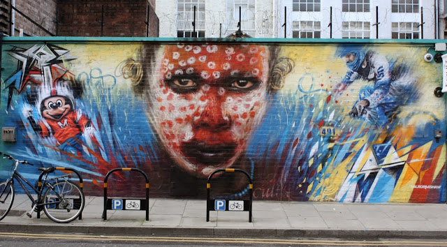 "Wonderland" new Street Art mural by Dale Grimshaw in East London, UK. 1