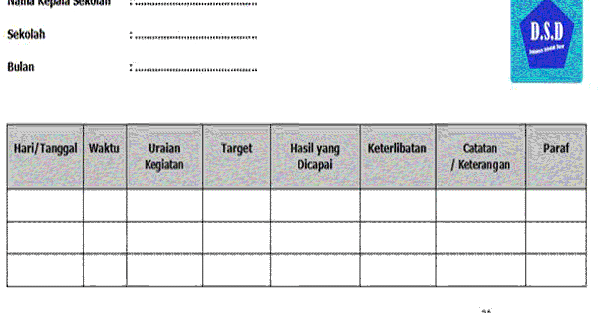 Contoh Jurnal Kegiatan Harian Kepala Sekolah Sd Download