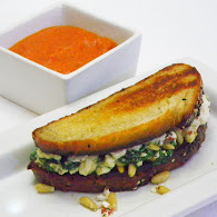 Michael Symon’s Spinach and Feta Grilled Cheese with Tomato Soup 10.11.11