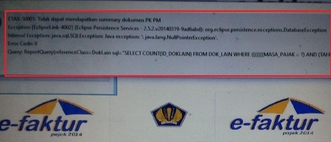 Solusi Error ETAX50001 Tidak Dapat Mendapatkan Summary