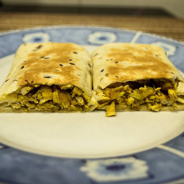 Flexible Team Alimentación, Entrenamiento y Salud Receta saludable Wrap de pollo al curry