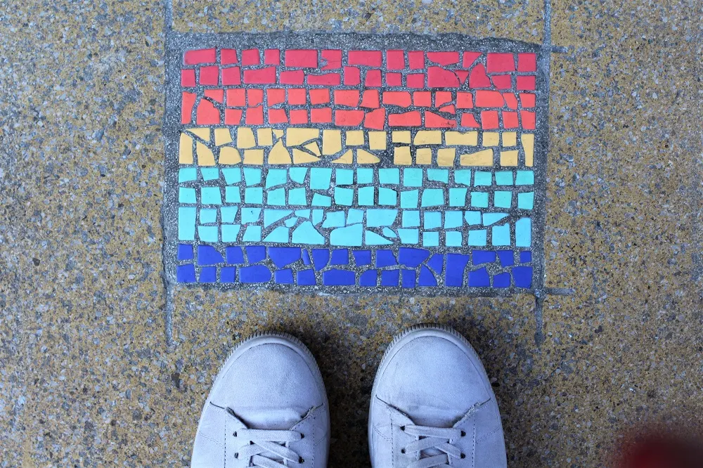 Pride rainbow tiles, Manchester - UK travel & lifestyle blog