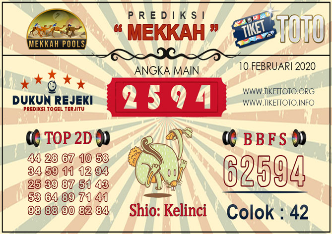 Prediksi Togel MEKKAH TIKETTOTO 10 FEBRUARI 2020