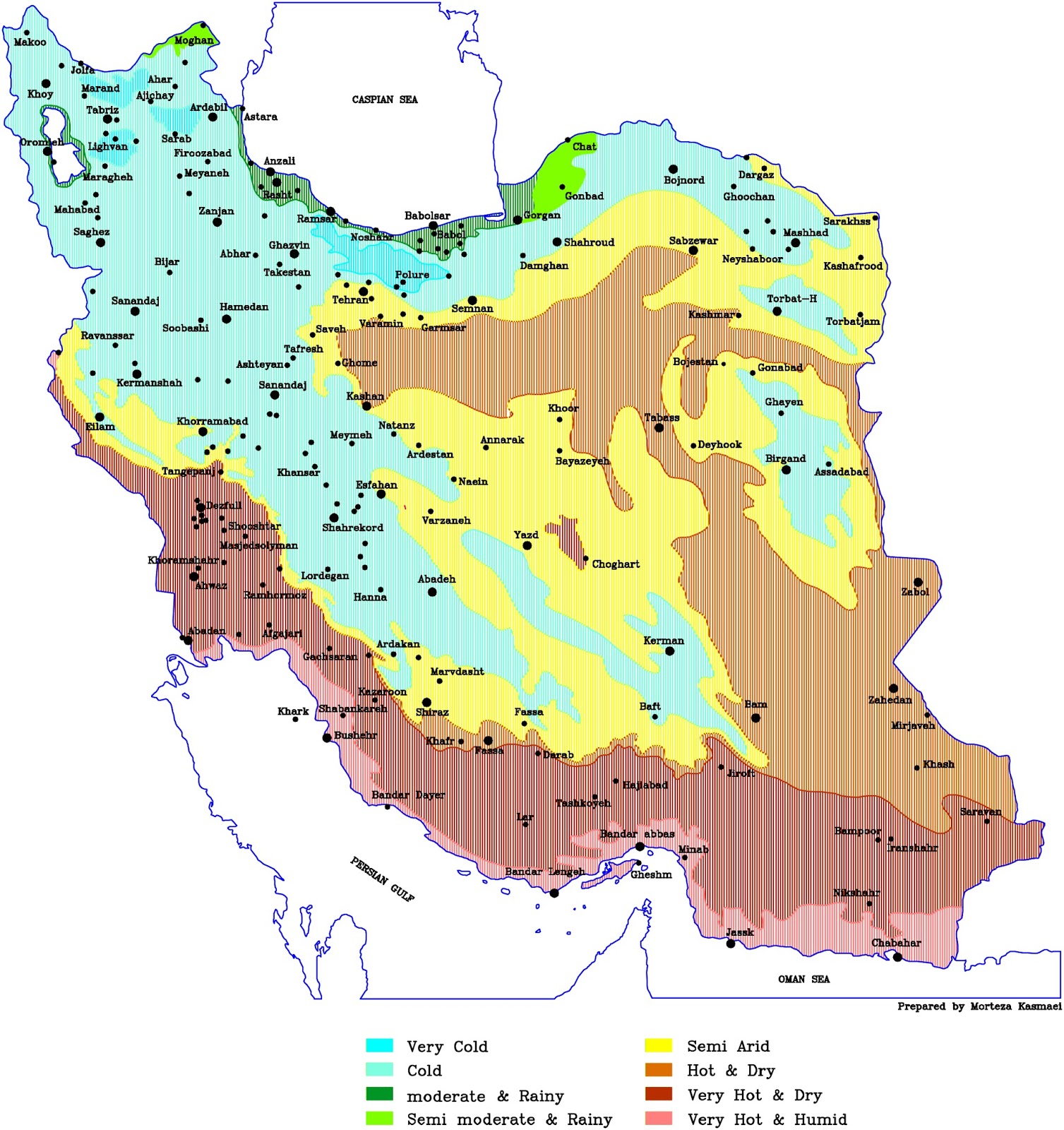 Climate zoning of Iran - Vivid Maps