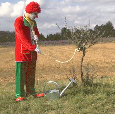 Lustiger Selbstmordversuch eine traurigen Clowns - aufhängen am Baum lustig