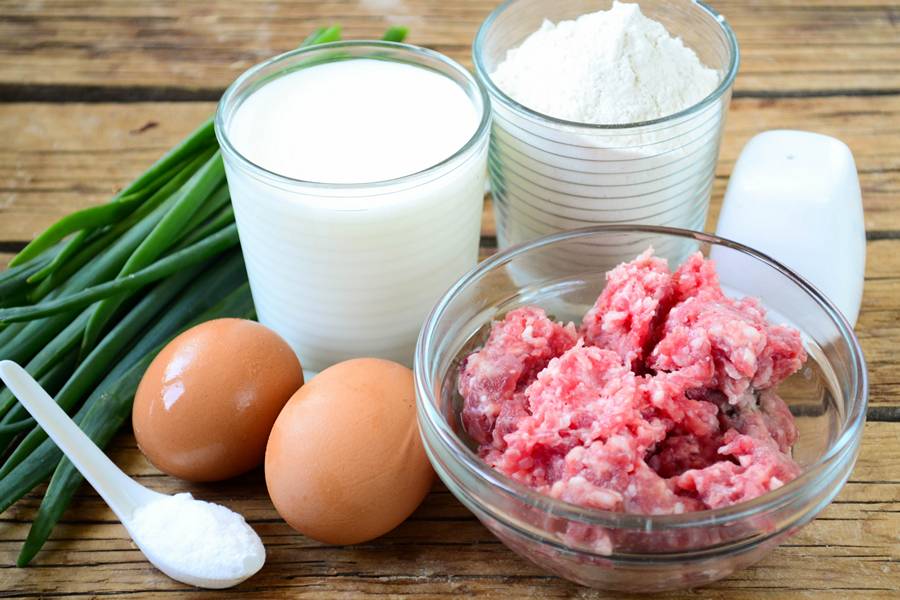 оладьи с мясом на кефире!