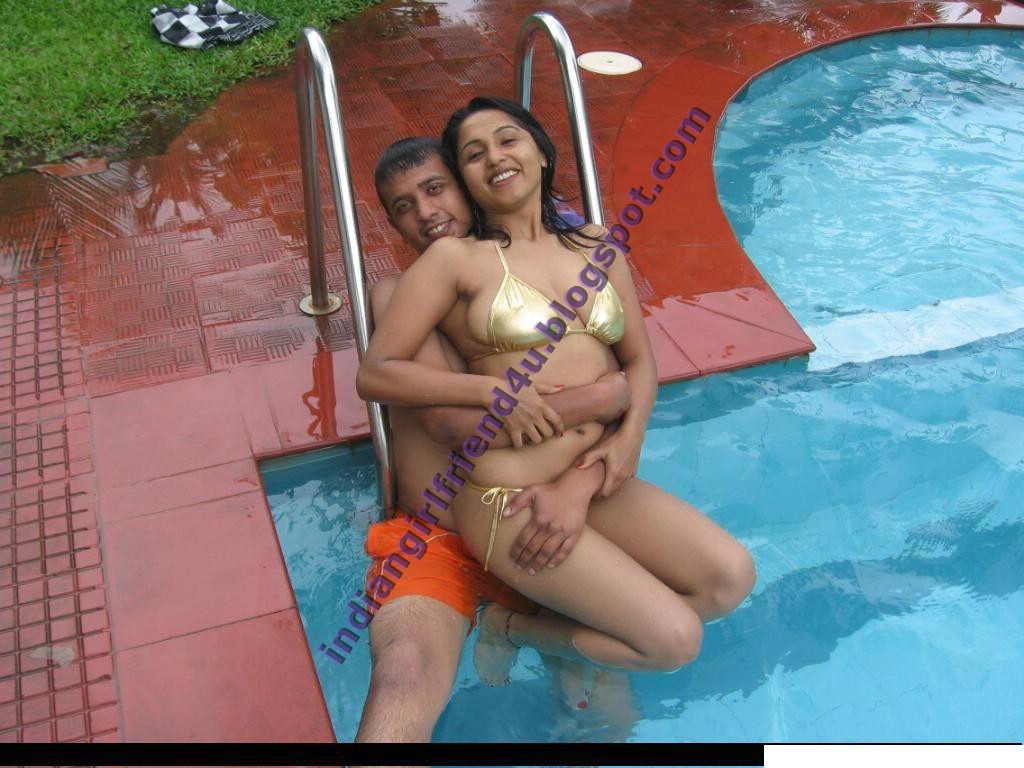 Hot Indian Girl Friends.. hot Indian wife at swimming pool picture