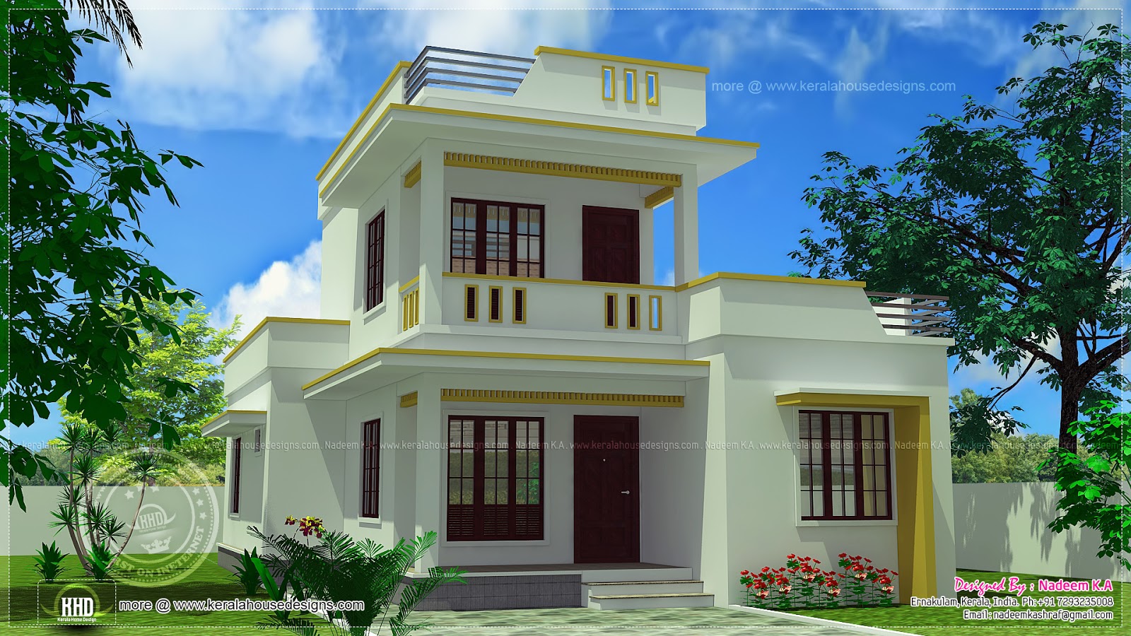 Simple flt roof home design in 1305 sq. feet