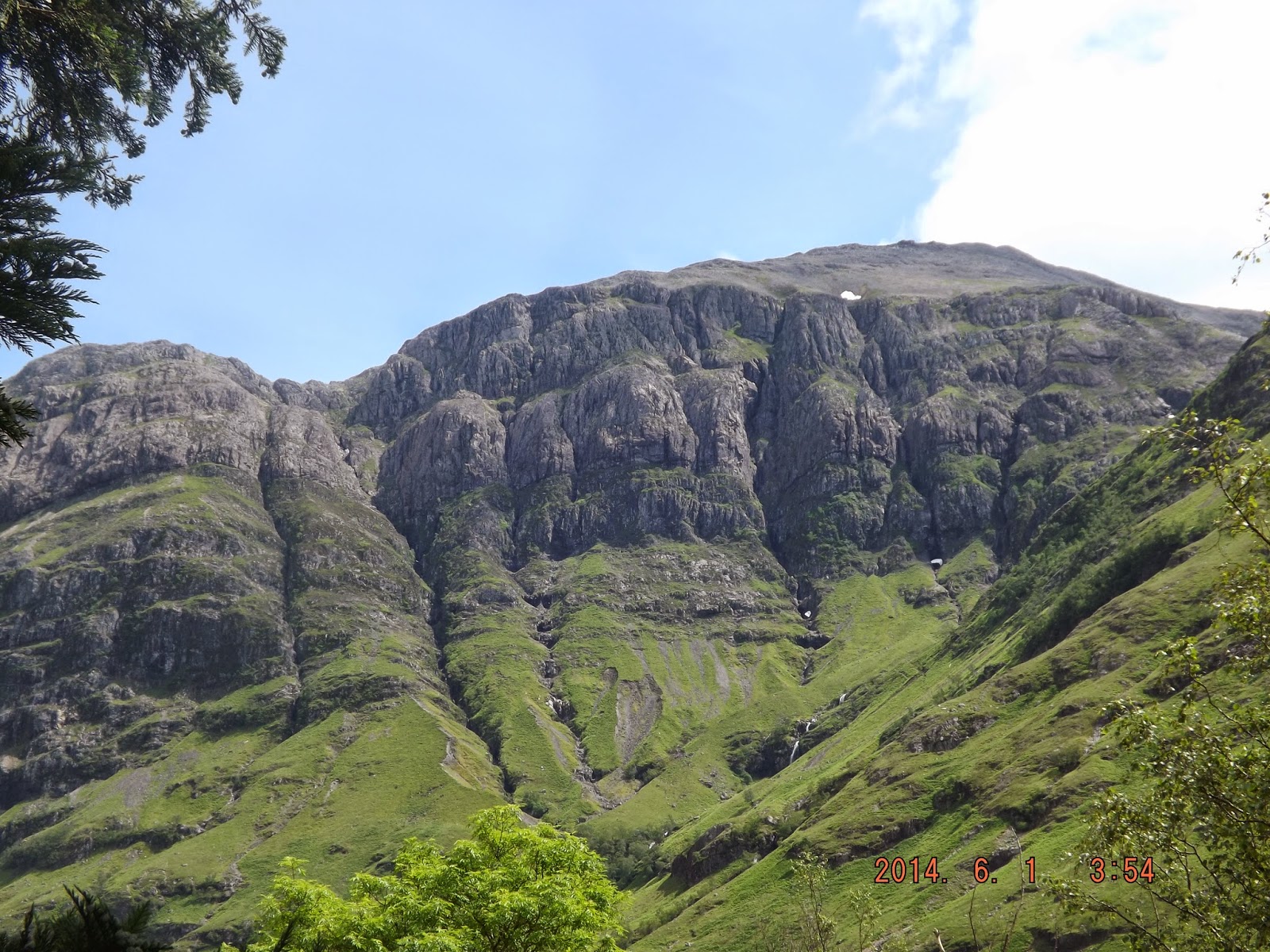 Gencoe Skóciában, Glencoe völgy hegyei látszanak