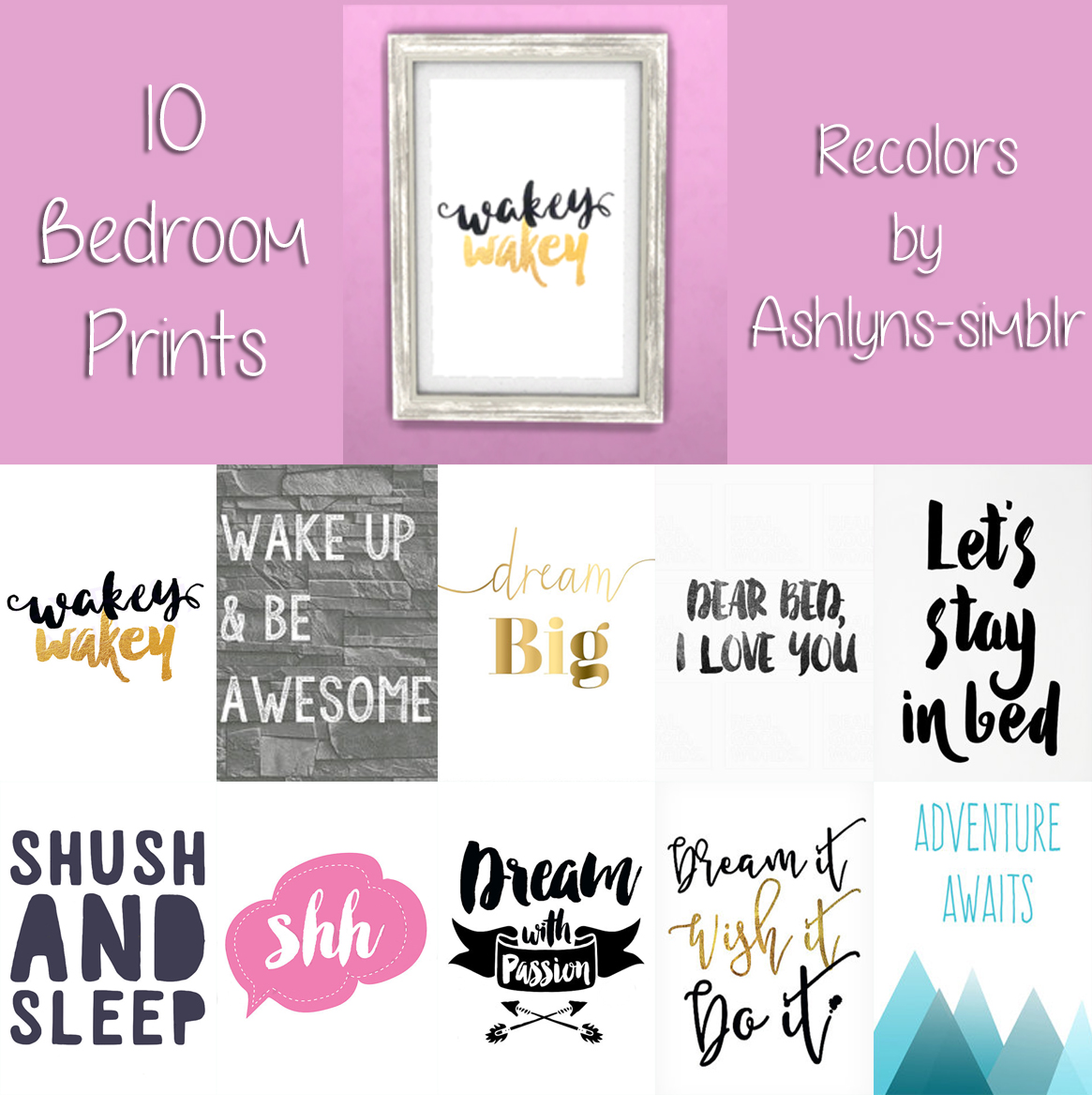 AshlynsSimblr 10 Bedroom Prints