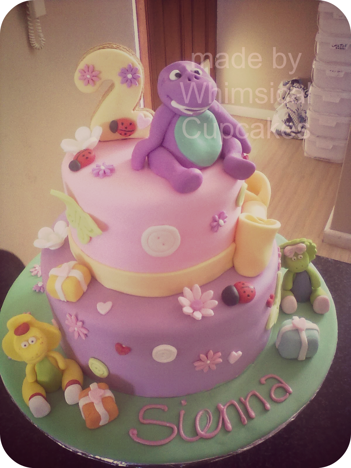Whimsical Barney themed Cake