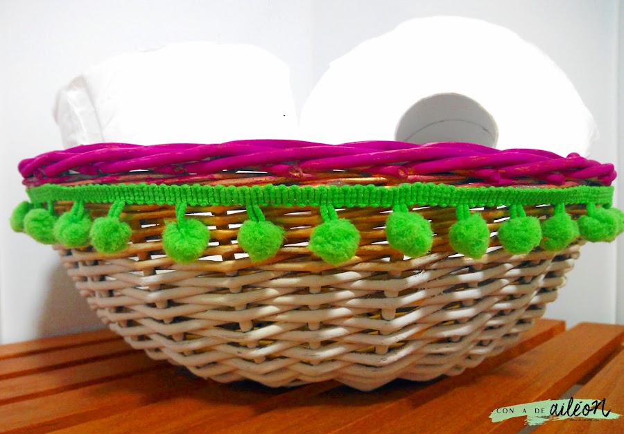 cesta pintada manualidades reciclaje