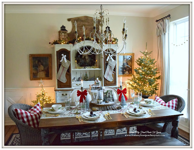 Farmhouse Christmas Dining Room-Farmhouse Table-Christmas Tablescape-From My Front Porch To Yours