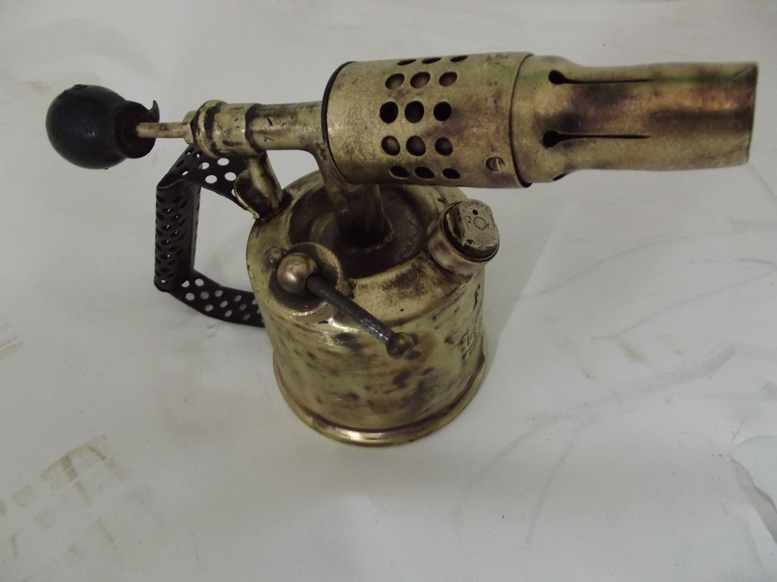 antique french old tool torch soldering lamp brass bronze copper france