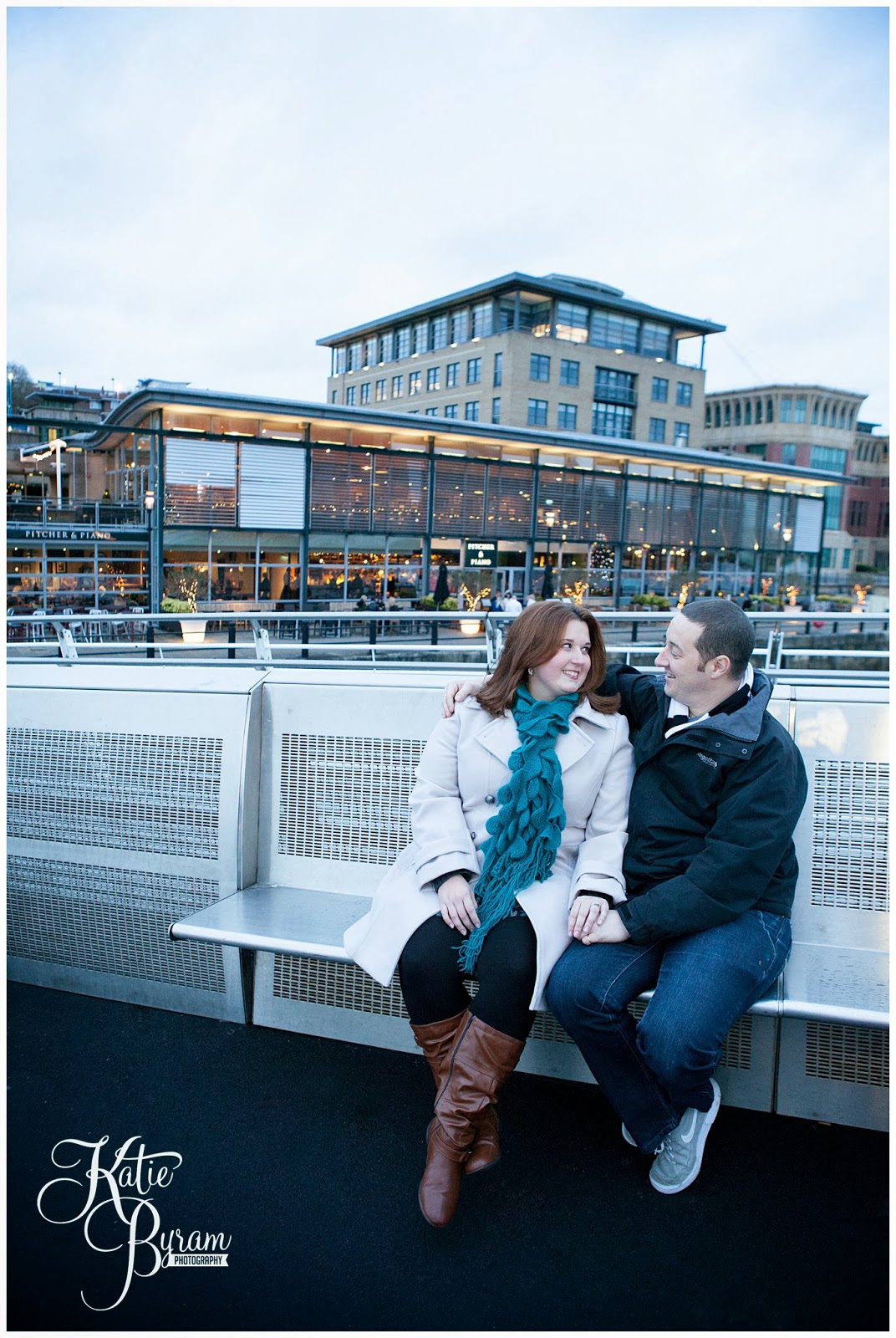 newcastle quayside engagement, newcastle pre-wedding shoot, newcastle quayside portraits, tyne bride engagement, christmas in newcastle, fenwicks window, millenium bridge engagement, pitcher and piano newcastle, olive and bean cafe, the baltic wedding, newcastle wedding photographer, katie byram photography