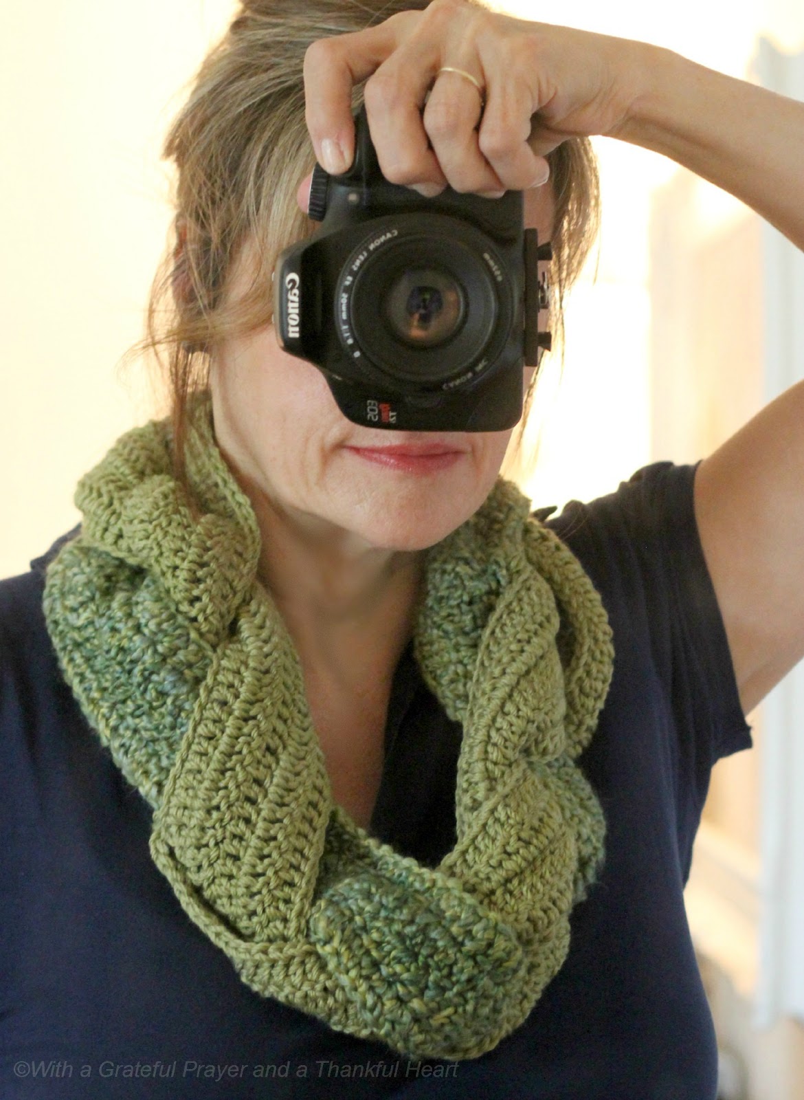 Crochet Braided Scarf Grateful Prayer Thankful Heart