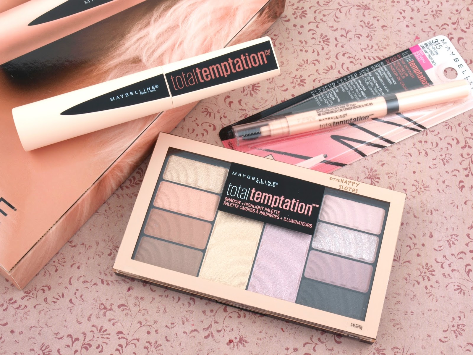Maybelline Total Temptation Collection Mascara, Shadow + Highlight Palette, Brow Definer