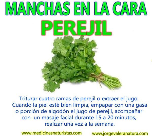 Como eliminar las manchas dela cara con perejil
