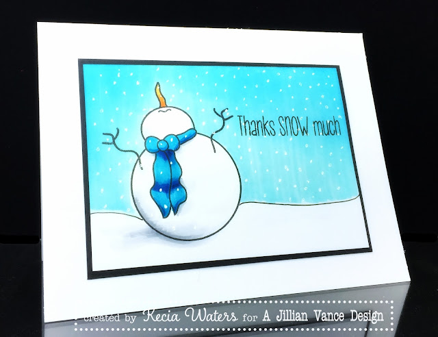 AJVD, Kecia Waters, snowman, Copic markers, thank you