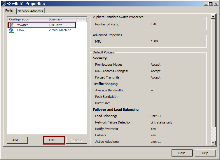 VMware ESXi5 mirror port(span port) 기능 사용