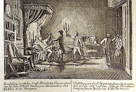 Woodcut depicting the arrest of Johann Friedrich Struensee 