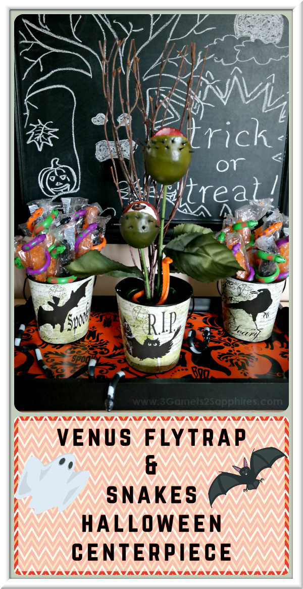 Easy to Make Venus Flytrap and Snakes Halloween Centerpiece  |  3 Garnets & 2 Sapphires